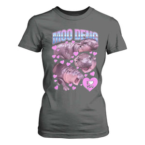 Baby Hippo Moo Deng T Shirt For Women I Love Moo-Deng I Heart You Cute Pygmy Hippopotamus TS02 Dark Heather Print Your Wear