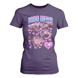 Baby Hippo Moo Deng T Shirt For Women I Love Moo-Deng I Heart You Cute Pygmy Hippopotamus TS02 Purple Print Your Wear