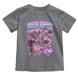 Baby Hippo Moo Deng Toddler T Shirt I Love Moo-Deng I Heart You Cute Pygmy Hippopotamus TS02 Charcoal Print Your Wear
