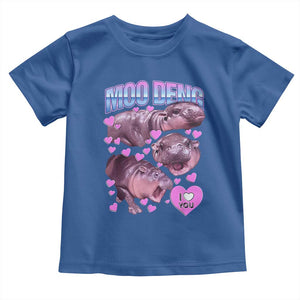 Baby Hippo Moo Deng Toddler T Shirt I Love Moo-Deng I Heart You Cute Pygmy Hippopotamus TS02 Royal Blue Print Your Wear