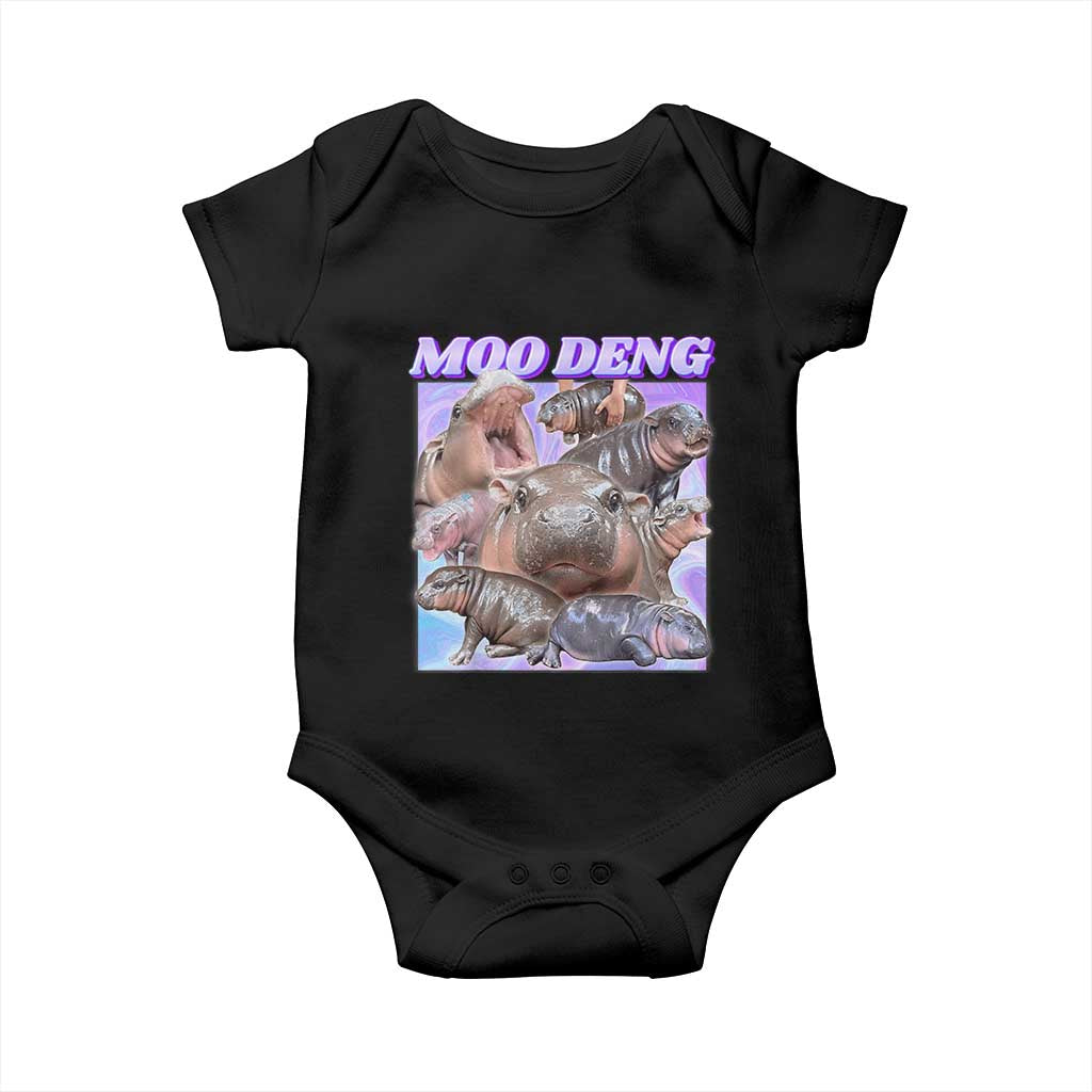 Baby Hippo Moo Deng Baby Onesie The Famous Cute Pygmy Hippopotamus TS02 Black Print Your Wear