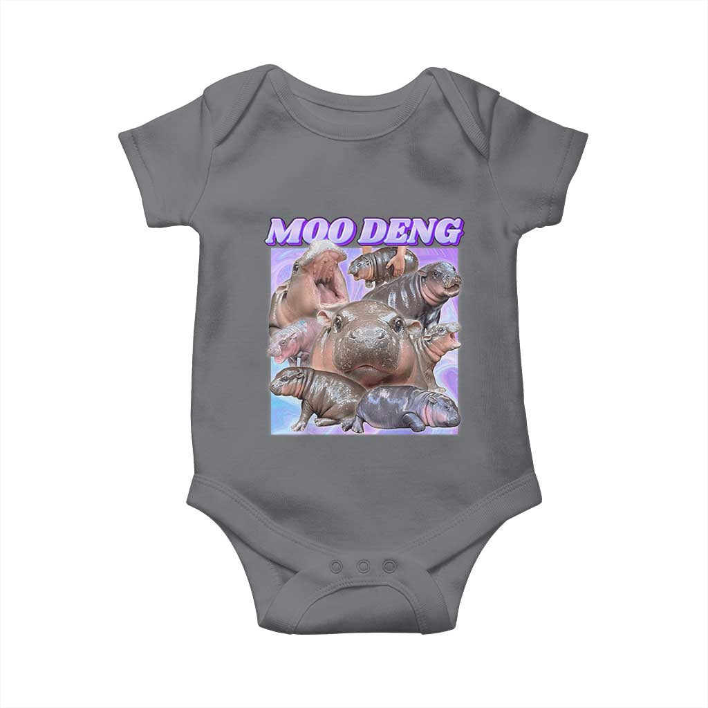Baby Hippo Moo Deng Baby Onesie The Famous Cute Pygmy Hippopotamus TS02 Charcoal Print Your Wear