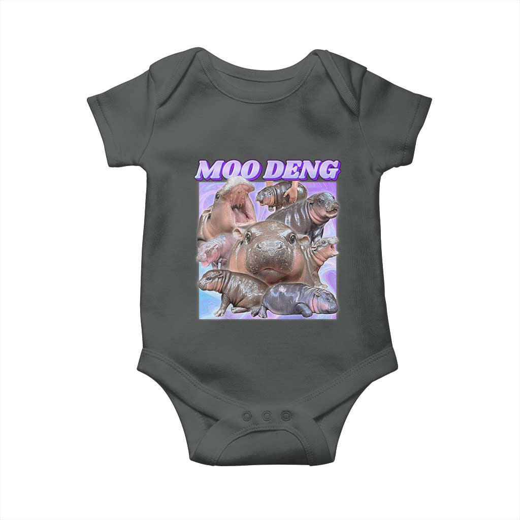 Baby Hippo Moo Deng Baby Onesie The Famous Cute Pygmy Hippopotamus TS02 Dark Heather Print Your Wear