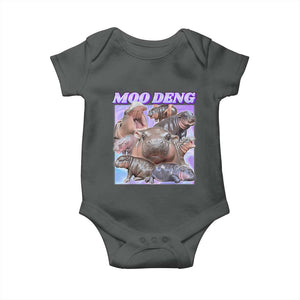 Baby Hippo Moo Deng Baby Onesie The Famous Cute Pygmy Hippopotamus TS02 Dark Heather Print Your Wear