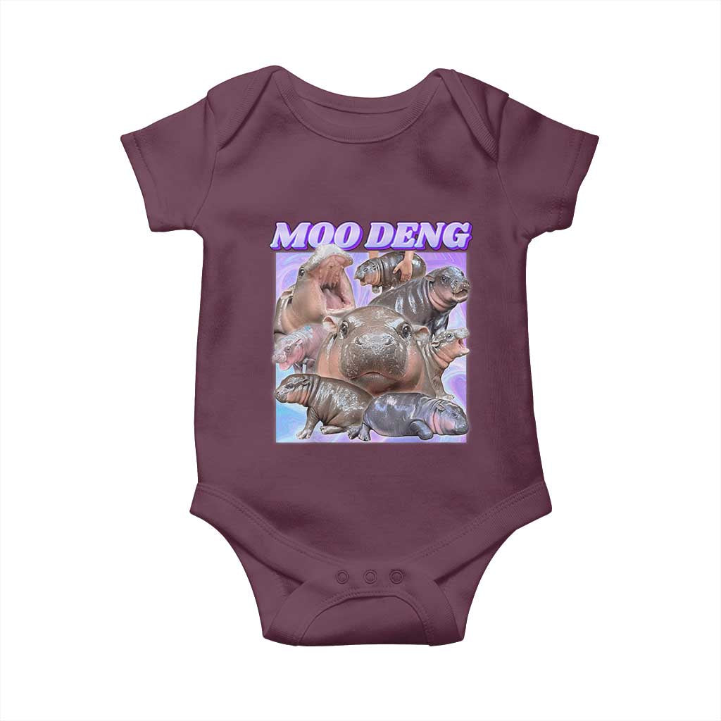 Baby Hippo Moo Deng Baby Onesie The Famous Cute Pygmy Hippopotamus TS02 Maroon Print Your Wear