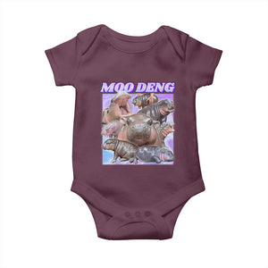 Baby Hippo Moo Deng Baby Onesie The Famous Cute Pygmy Hippopotamus TS02 Maroon Print Your Wear