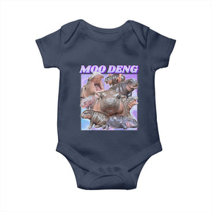 Baby Hippo Moo Deng Baby Onesie The Famous Cute Pygmy Hippopotamus TS02 Navy Print Your Wear