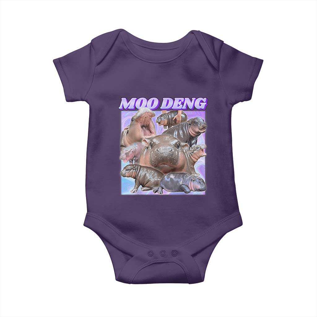 Baby Hippo Moo Deng Baby Onesie The Famous Cute Pygmy Hippopotamus TS02 Purple Print Your Wear