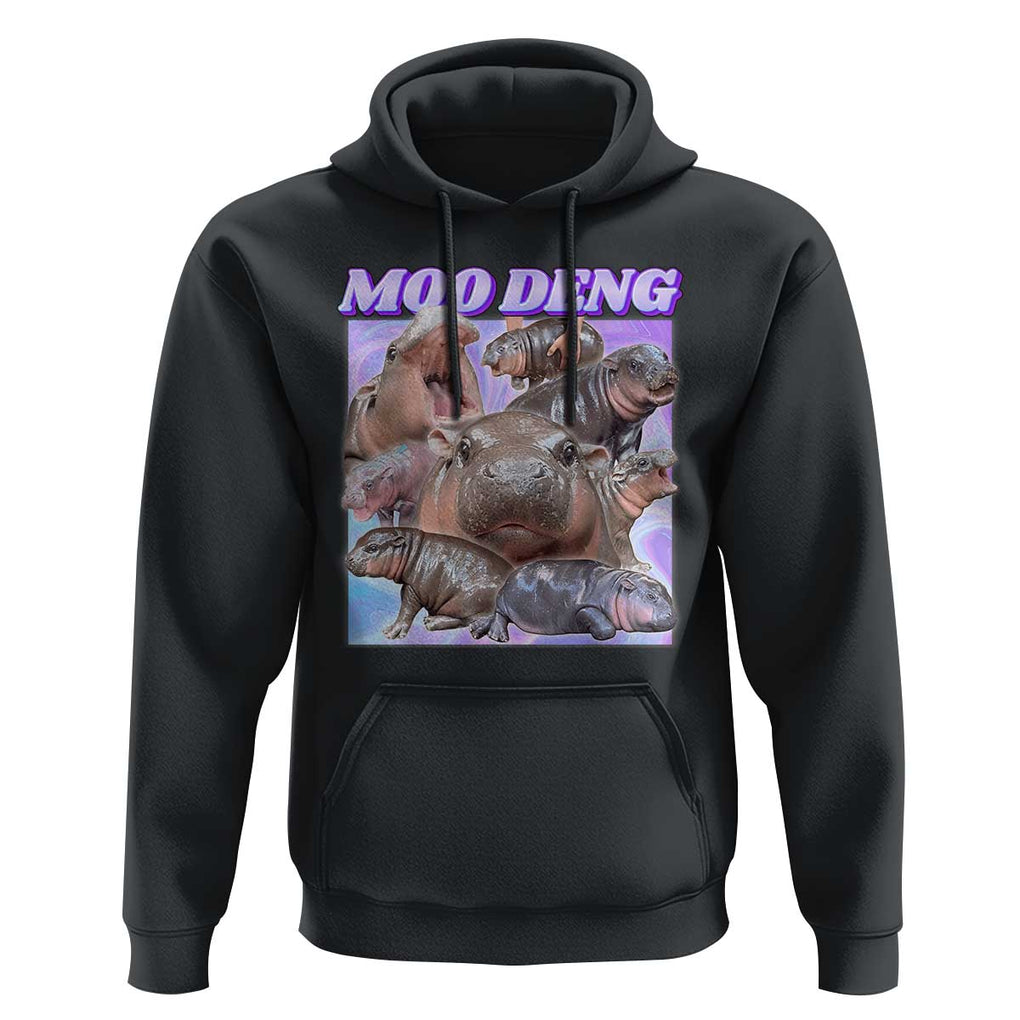 Baby Hippo Moo Deng Hoodie The Famous Cute Pygmy Hippopotamus TS02 Black Print Your Wear