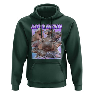 Baby Hippo Moo Deng Hoodie The Famous Cute Pygmy Hippopotamus TS02 Dark Forest Green Print Your Wear