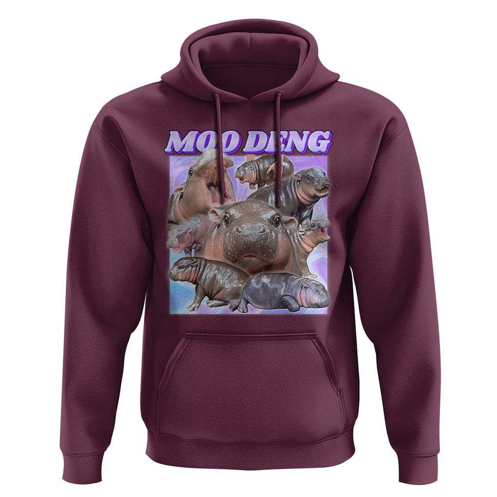 Baby Hippo Moo Deng Hoodie The Famous Cute Pygmy Hippopotamus TS02 Maroon Print Your Wear