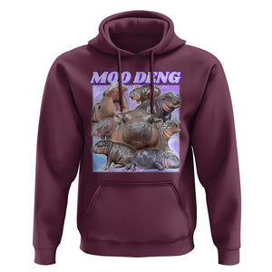 Baby Hippo Moo Deng Hoodie The Famous Cute Pygmy Hippopotamus TS02 Maroon Print Your Wear