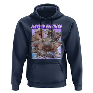 Baby Hippo Moo Deng Hoodie The Famous Cute Pygmy Hippopotamus TS02 Navy Print Your Wear