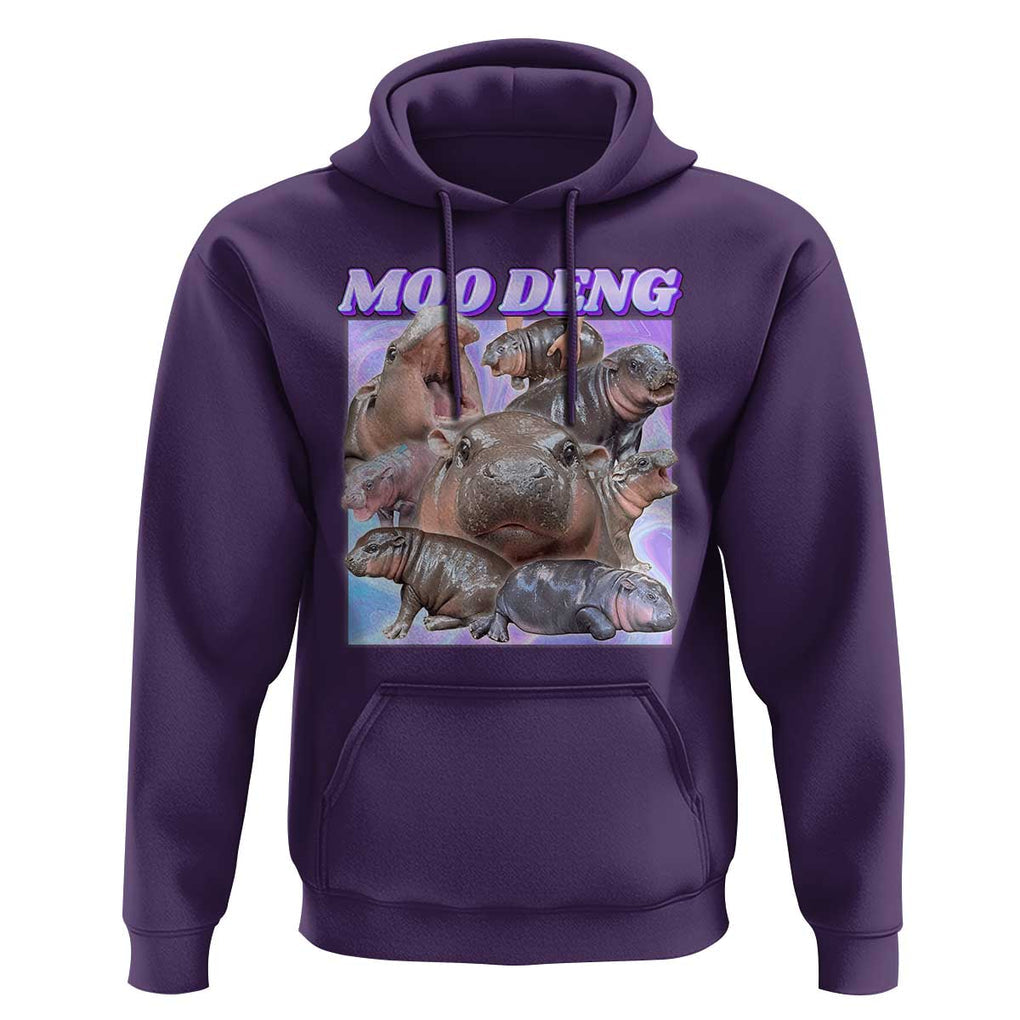 Baby Hippo Moo Deng Hoodie The Famous Cute Pygmy Hippopotamus TS02 Purple Print Your Wear