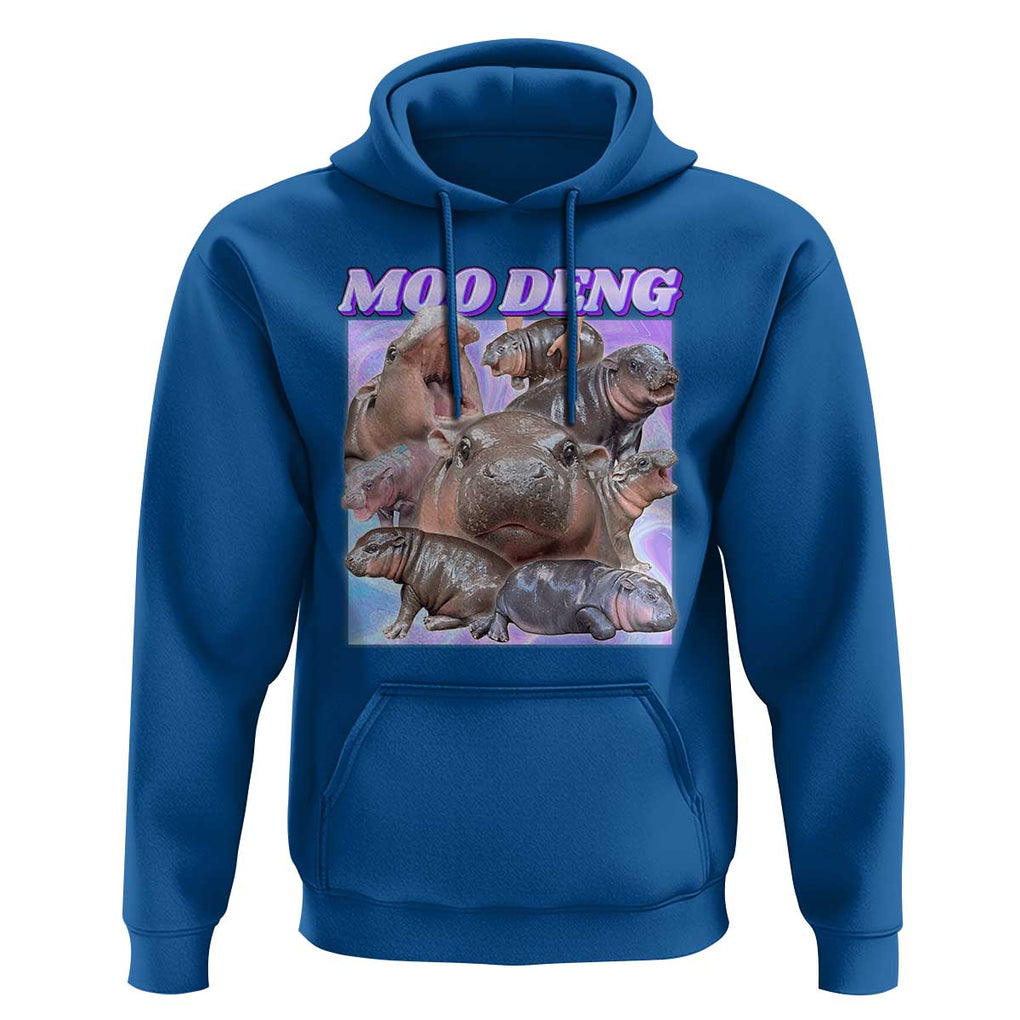 Baby Hippo Moo Deng Hoodie The Famous Cute Pygmy Hippopotamus TS02 Royal Blue Print Your Wear