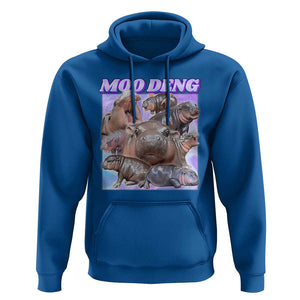 Baby Hippo Moo Deng Hoodie The Famous Cute Pygmy Hippopotamus TS02 Royal Blue Print Your Wear