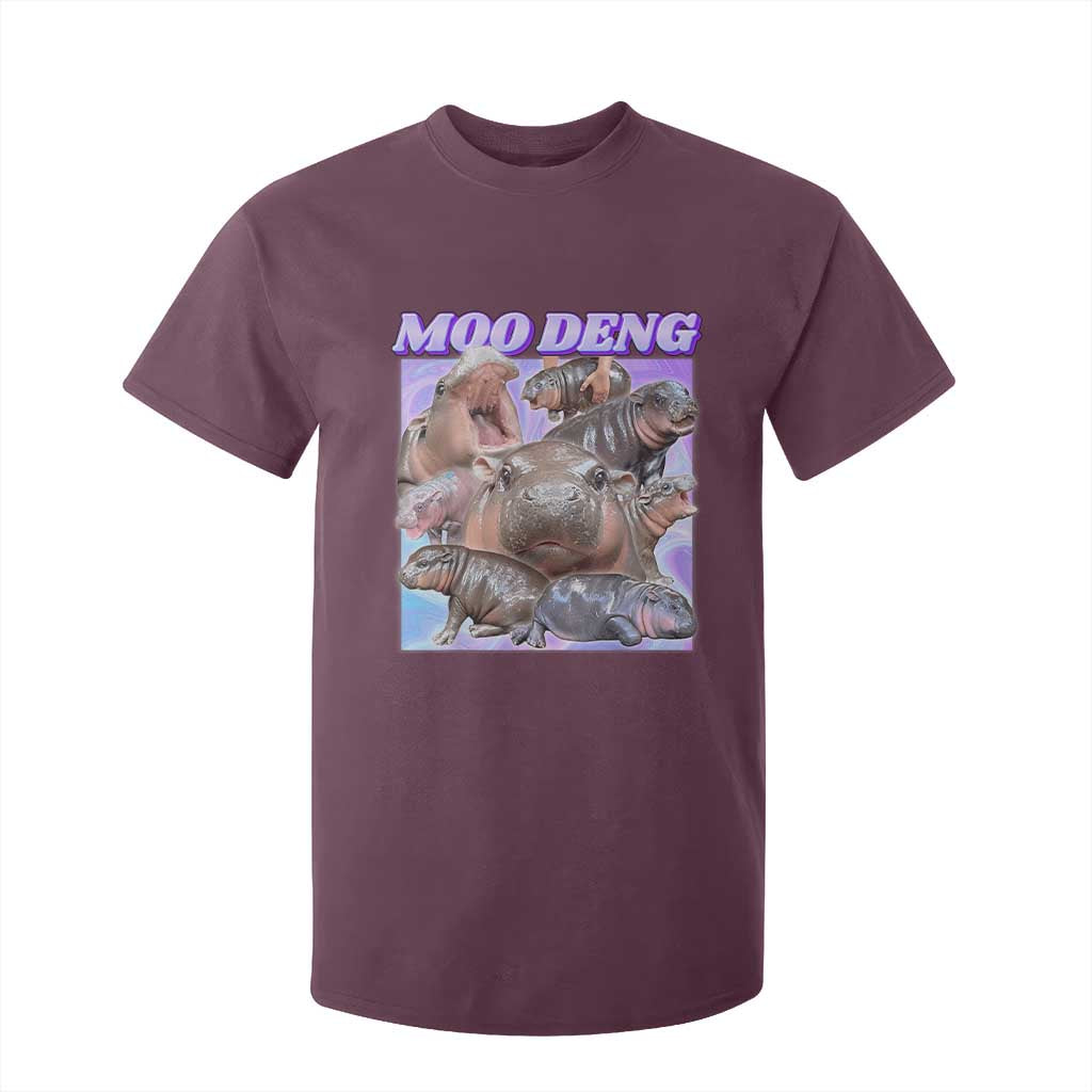 Baby Hippo Moo Deng T Shirt For Kid The Famous Cute Pygmy Hippopotamus TS02 Maroon Print Your Wear
