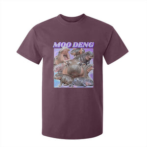 Baby Hippo Moo Deng T Shirt For Kid The Famous Cute Pygmy Hippopotamus TS02 Maroon Print Your Wear