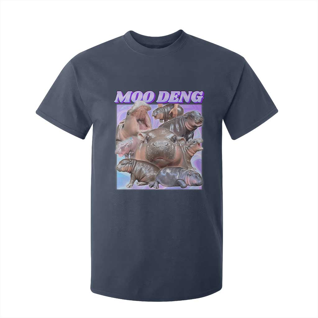 Baby Hippo Moo Deng T Shirt For Kid The Famous Cute Pygmy Hippopotamus TS02 Navy Print Your Wear