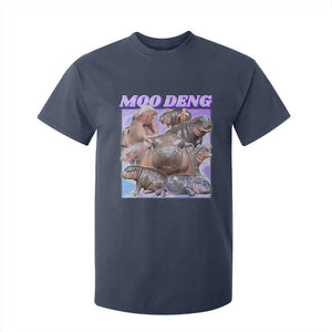 Baby Hippo Moo Deng T Shirt For Kid The Famous Cute Pygmy Hippopotamus TS02 Navy Print Your Wear