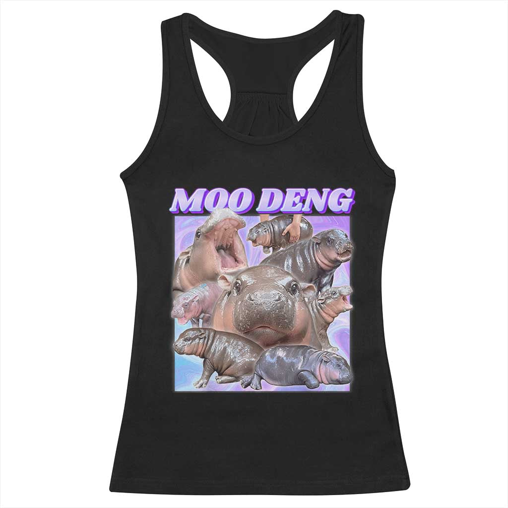 Baby Hippo Moo Deng Racerback Tank Top The Famous Cute Pygmy Hippopotamus TS02 Black Print Your Wear