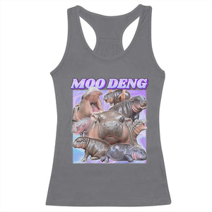 Baby Hippo Moo Deng Racerback Tank Top The Famous Cute Pygmy Hippopotamus TS02 Charcoal Print Your Wear