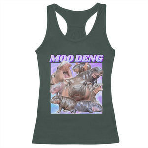 Baby Hippo Moo Deng Racerback Tank Top The Famous Cute Pygmy Hippopotamus TS02 Dark Forest Green Print Your Wear