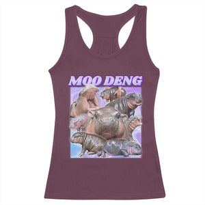 Baby Hippo Moo Deng Racerback Tank Top The Famous Cute Pygmy Hippopotamus TS02 Maroon Print Your Wear