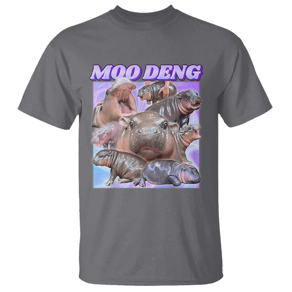 Baby Hippo Moo Deng T Shirt The Famous Cute Pygmy Hippopotamus TS02 Charcoal Print Your Wear