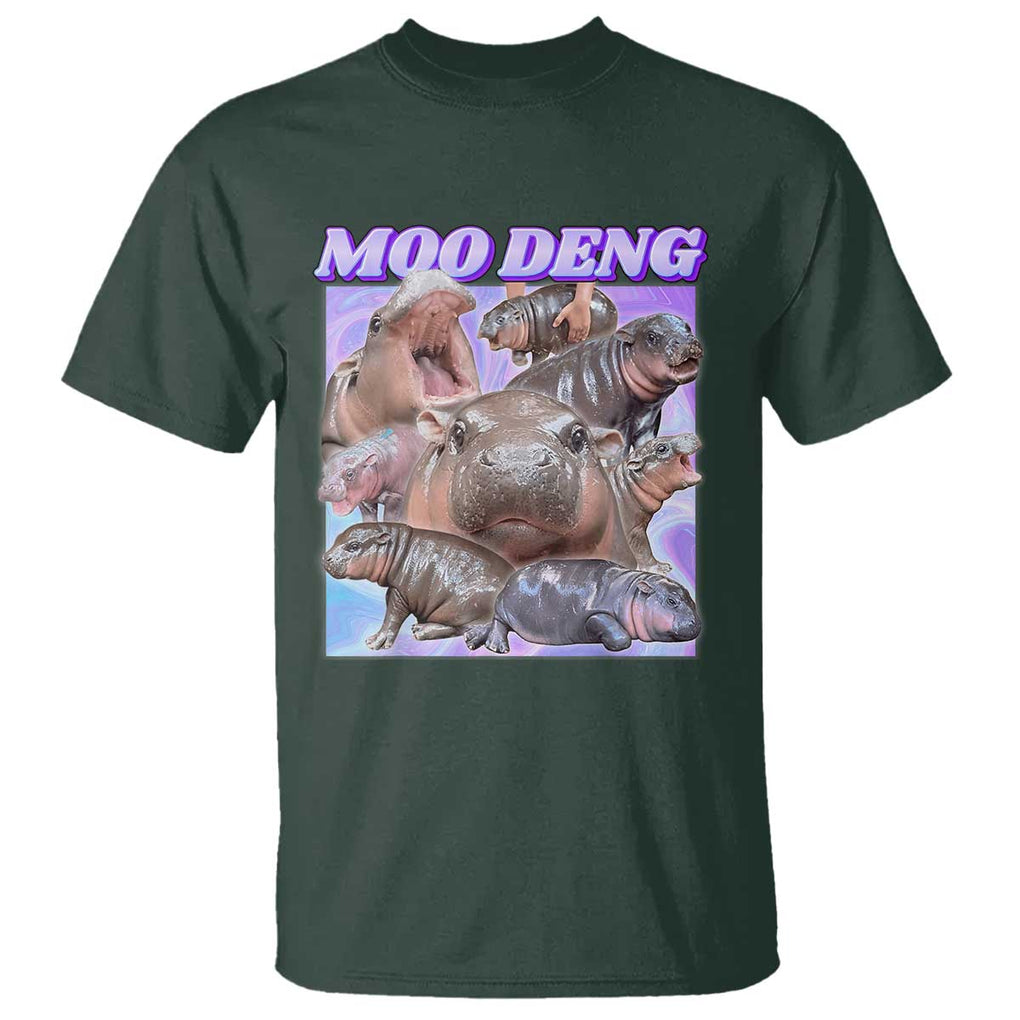 Baby Hippo Moo Deng T Shirt The Famous Cute Pygmy Hippopotamus TS02 Dark Forest Green Print Your Wear