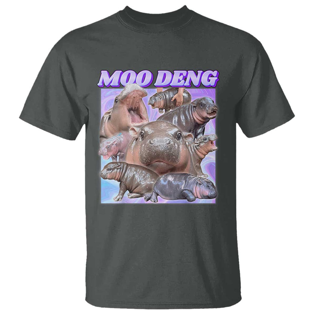 Baby Hippo Moo Deng T Shirt The Famous Cute Pygmy Hippopotamus TS02 Dark Heather Print Your Wear