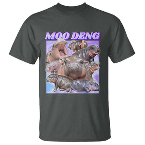 Baby Hippo Moo Deng T Shirt The Famous Cute Pygmy Hippopotamus TS02 Dark Heather Print Your Wear
