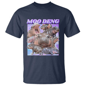 Baby Hippo Moo Deng T Shirt The Famous Cute Pygmy Hippopotamus TS02 Navy Print Your Wear