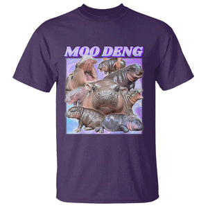 Baby Hippo Moo Deng T Shirt The Famous Cute Pygmy Hippopotamus TS02 Purple Print Your Wear