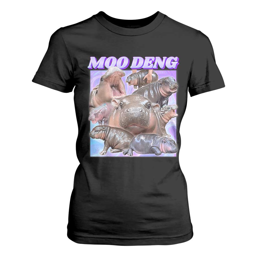 Baby Hippo Moo Deng T Shirt For Women The Famous Cute Pygmy Hippopotamus TS02 Black Print Your Wear
