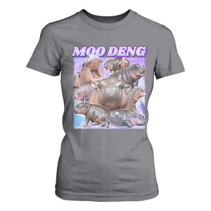 Baby Hippo Moo Deng T Shirt For Women The Famous Cute Pygmy Hippopotamus TS02 Charcoal Print Your Wear