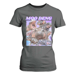 Baby Hippo Moo Deng T Shirt For Women The Famous Cute Pygmy Hippopotamus TS02 Dark Heather Print Your Wear