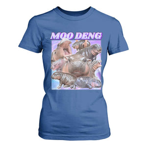 Baby Hippo Moo Deng T Shirt For Women The Famous Cute Pygmy Hippopotamus TS02 Royal Blue Print Your Wear