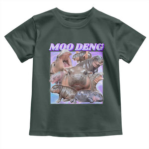 Baby Hippo Moo Deng Toddler T Shirt The Famous Cute Pygmy Hippopotamus TS02 Dark Forest Green Print Your Wear