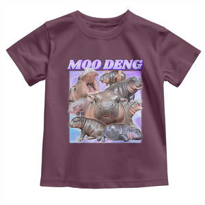 Baby Hippo Moo Deng Toddler T Shirt The Famous Cute Pygmy Hippopotamus TS02 Maroon Print Your Wear