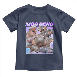 Baby Hippo Moo Deng Toddler T Shirt The Famous Cute Pygmy Hippopotamus TS02 Navy Print Your Wear