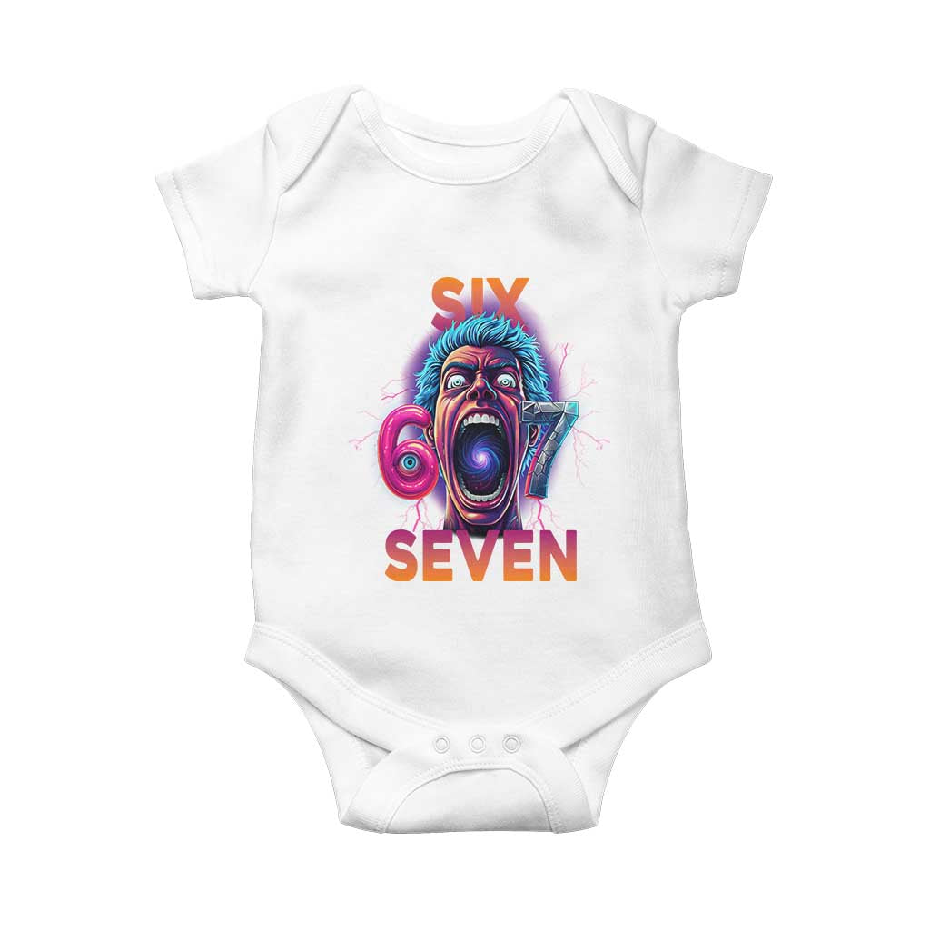 Mason 67 Chaos Edition Baby Onesie Psychedelic Screaming Six Seven Meme TS02 White Print Your Wear