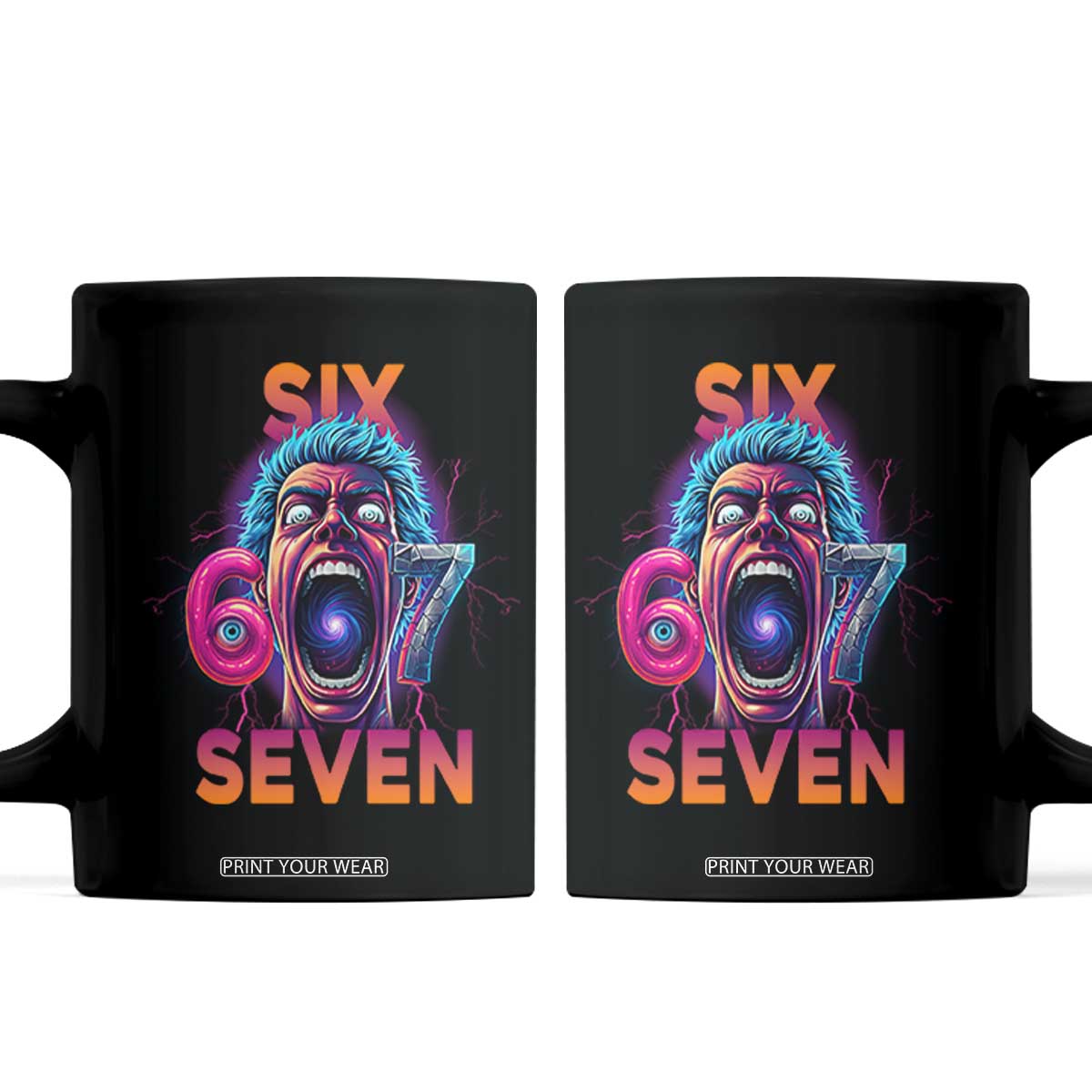 Mason 67 Chaos Edition Coffee Mug Psychedelic Screaming Six Seven Meme TS02 Black Print Your Wear
