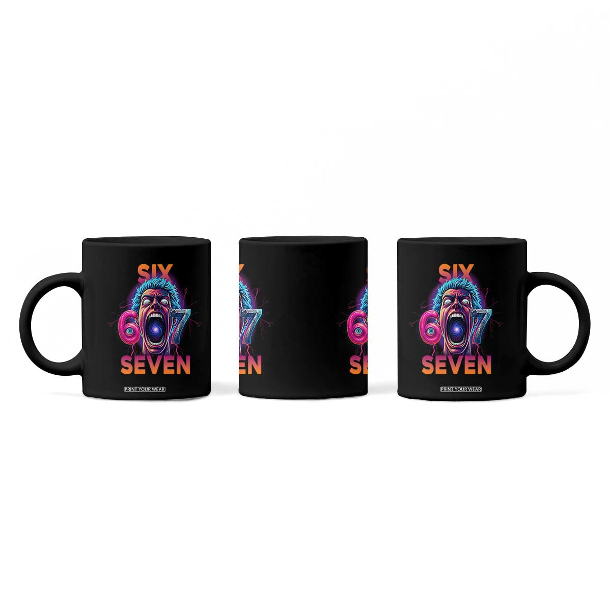 Mason 67 Chaos Edition Coffee Mug Psychedelic Screaming Six Seven Meme TS02 Print Your Wear