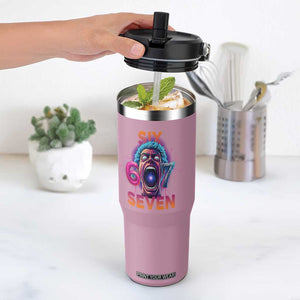 Mason 67 Chaos Edition Flip Straw Tumbler Psychedelic Screaming Six Seven Meme TS02 One Size: 30 oz Light Pink Print Your Wear