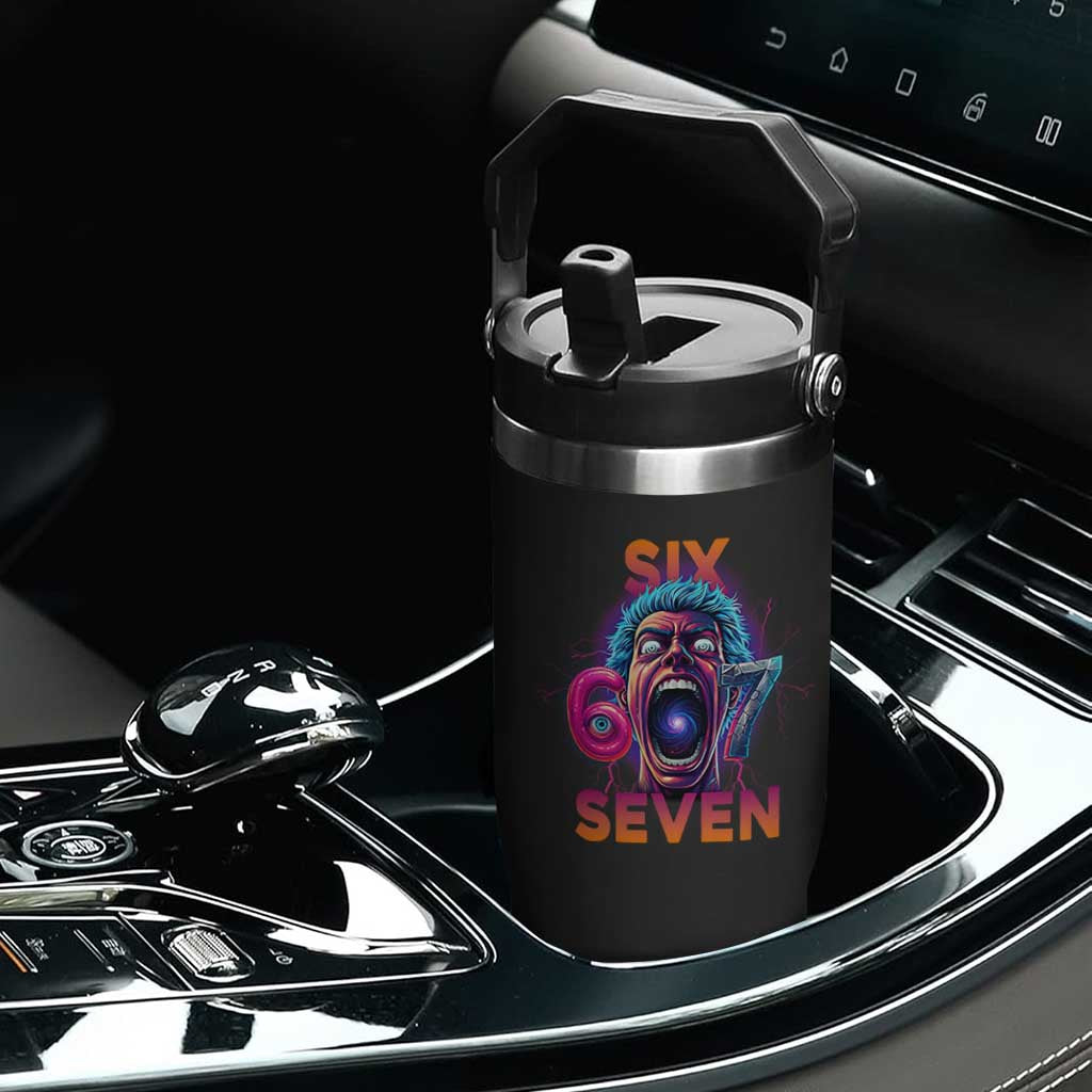 Mason 67 Chaos Edition Flip Straw Tumbler Psychedelic Screaming Six Seven Meme TS02 Print Your Wear