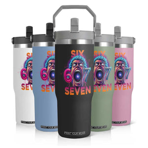 Mason 67 Chaos Edition Flip Straw Tumbler Psychedelic Screaming Six Seven Meme TS02 Print Your Wear