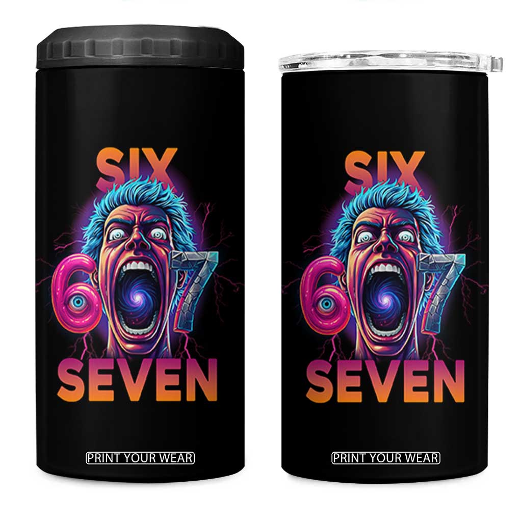 Mason 67 Chaos Edition 4 in 1 Can Cooler Tumbler Psychedelic Screaming Six Seven Meme TS02 One Size: 16 oz Black Print Your Wear