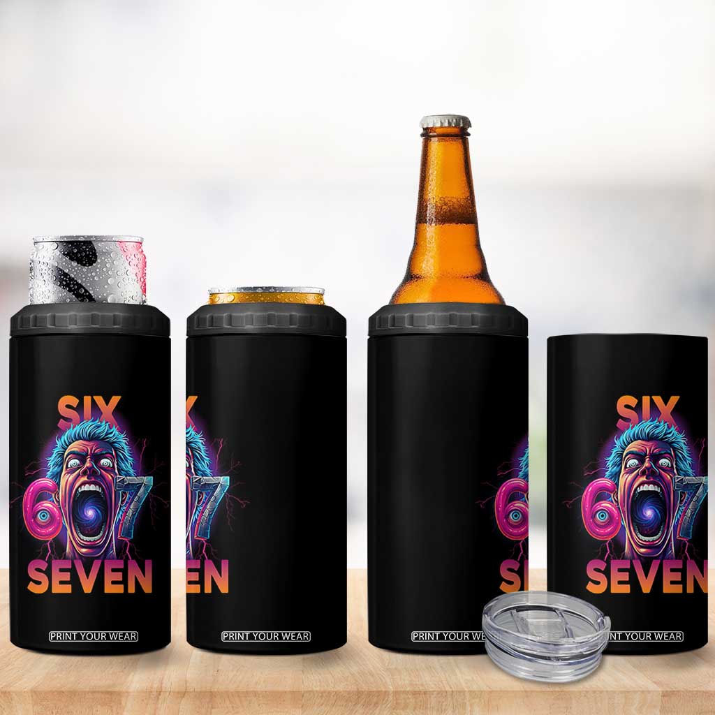 Mason 67 Chaos Edition 4 in 1 Can Cooler Tumbler Psychedelic Screaming Six Seven Meme TS02 Print Your Wear