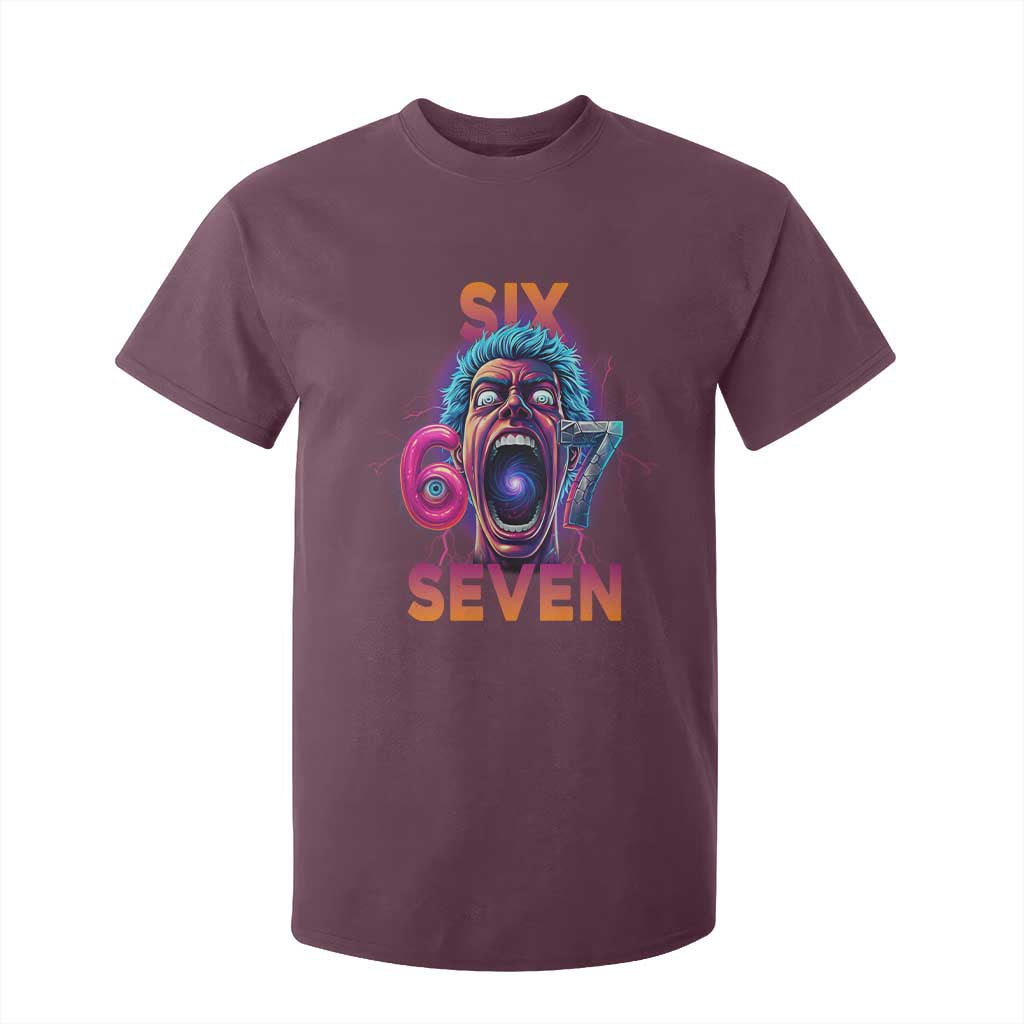 Mason 67 Chaos Edition T Shirt For Kid Psychedelic Screaming Six Seven Meme TS02 Maroon Print Your Wear